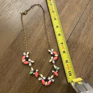 J. Crew Factory Gold Tone Pink Navy White Green Statement Necklace